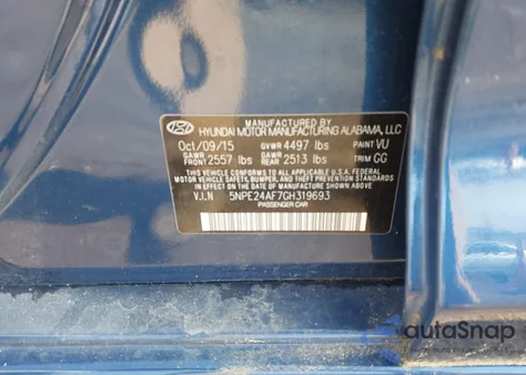 2016 Hyundai Sonata Se from USA, damaged, VIN 5NPE24AF7GH319693